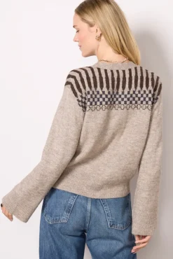 Sweaters<LNA Raina Fair Isle Cardigan Heatherdbeige