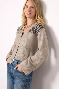 Sweaters<LNA Raina Fair Isle Cardigan Heatherdbeige