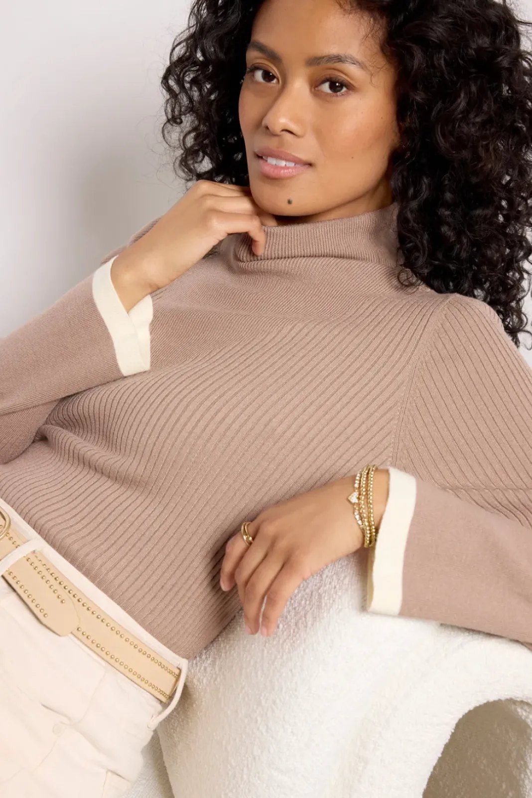 Sweaters<VARLEY Ravena Rib Knit High Neck Top Fungi