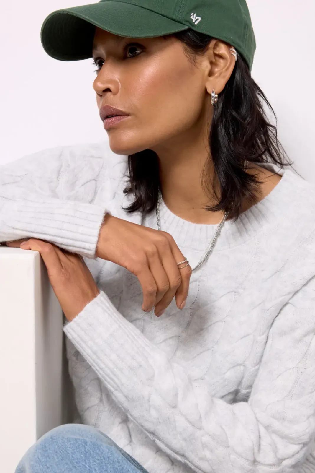 Sweaters<EVEREVE Renee Cable Pullover Grey