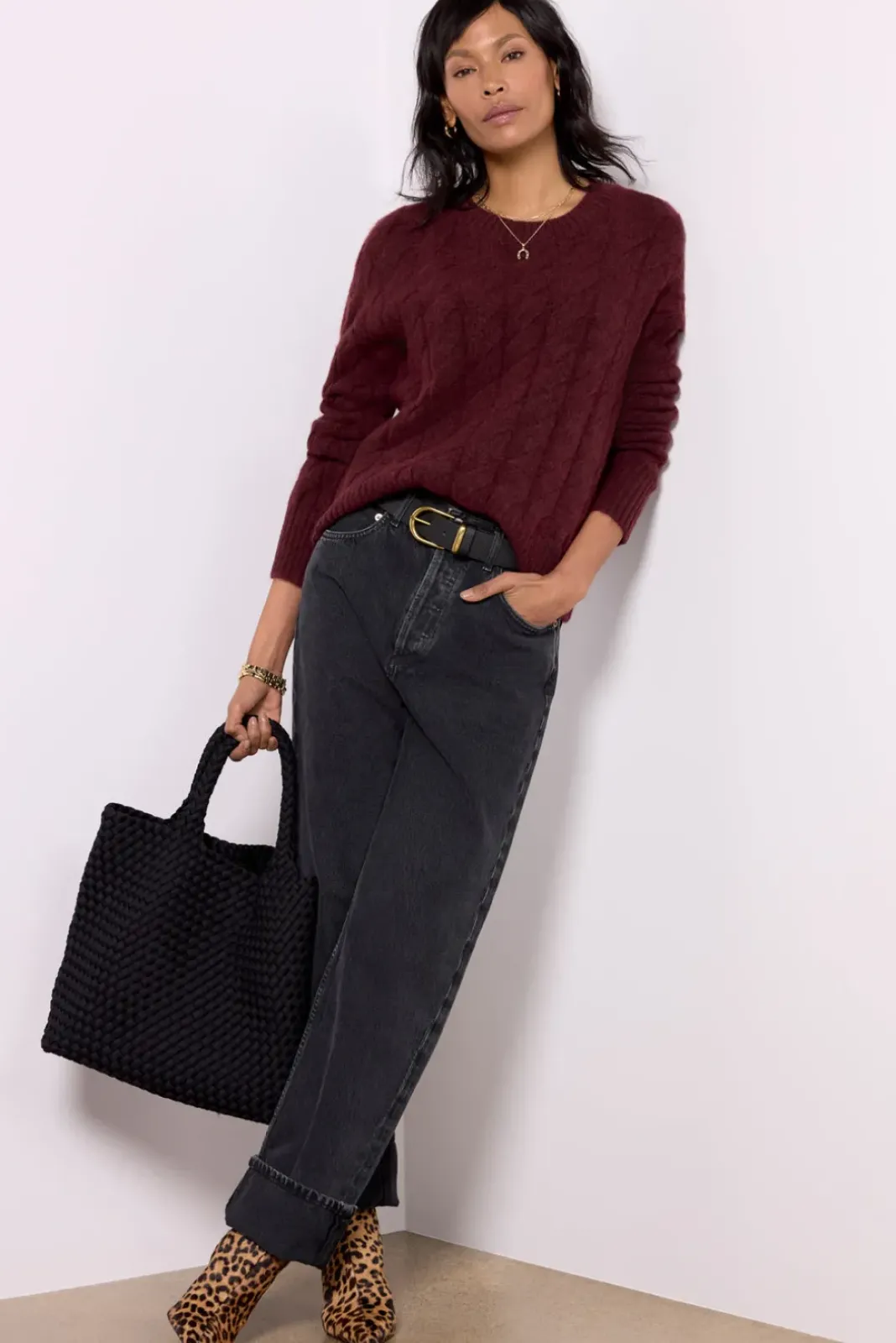 Sweaters<EVEREVE Renee Cable Pullover Burgundy