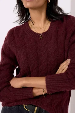 Sweaters<EVEREVE Renee Cable Pullover Burgundy