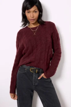 Sweaters<EVEREVE Renee Cable Pullover Burgundy