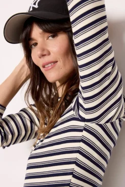 Tops & Tees<LNA Rilo Rib Long Sleeve Top Navystripe