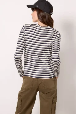 Tops & Tees<LNA Rilo Rib Long Sleeve Top Navystripe