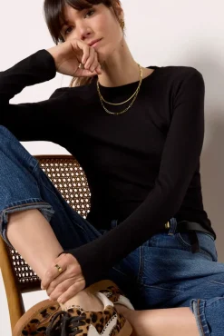 Tops & Tees<LNA Rilo Rib Long Sleeve Top Black