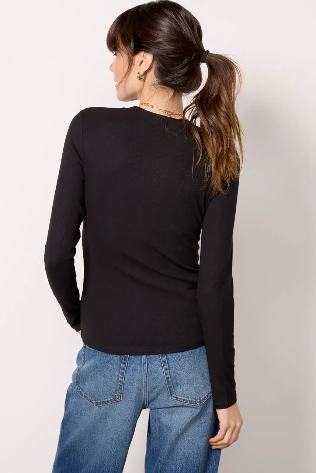 Tops & Tees<LNA Rilo Rib Long Sleeve Top Black