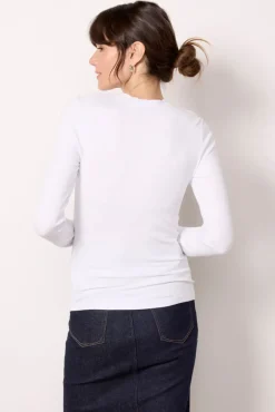 Tops & Tees<LNA Rilo Rib Long Sleeve Top White