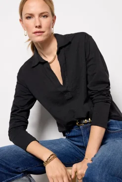 Tops & Tees<EVEREVE Romy Relaxed Polo Top Washedblack