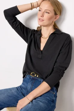 Tops & Tees<EVEREVE Romy Relaxed Polo Top Washedblack