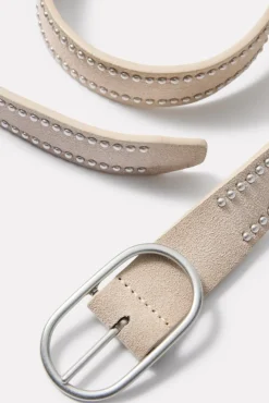 Belts<EVEREVE Royce Skinny Studded Belt Natural