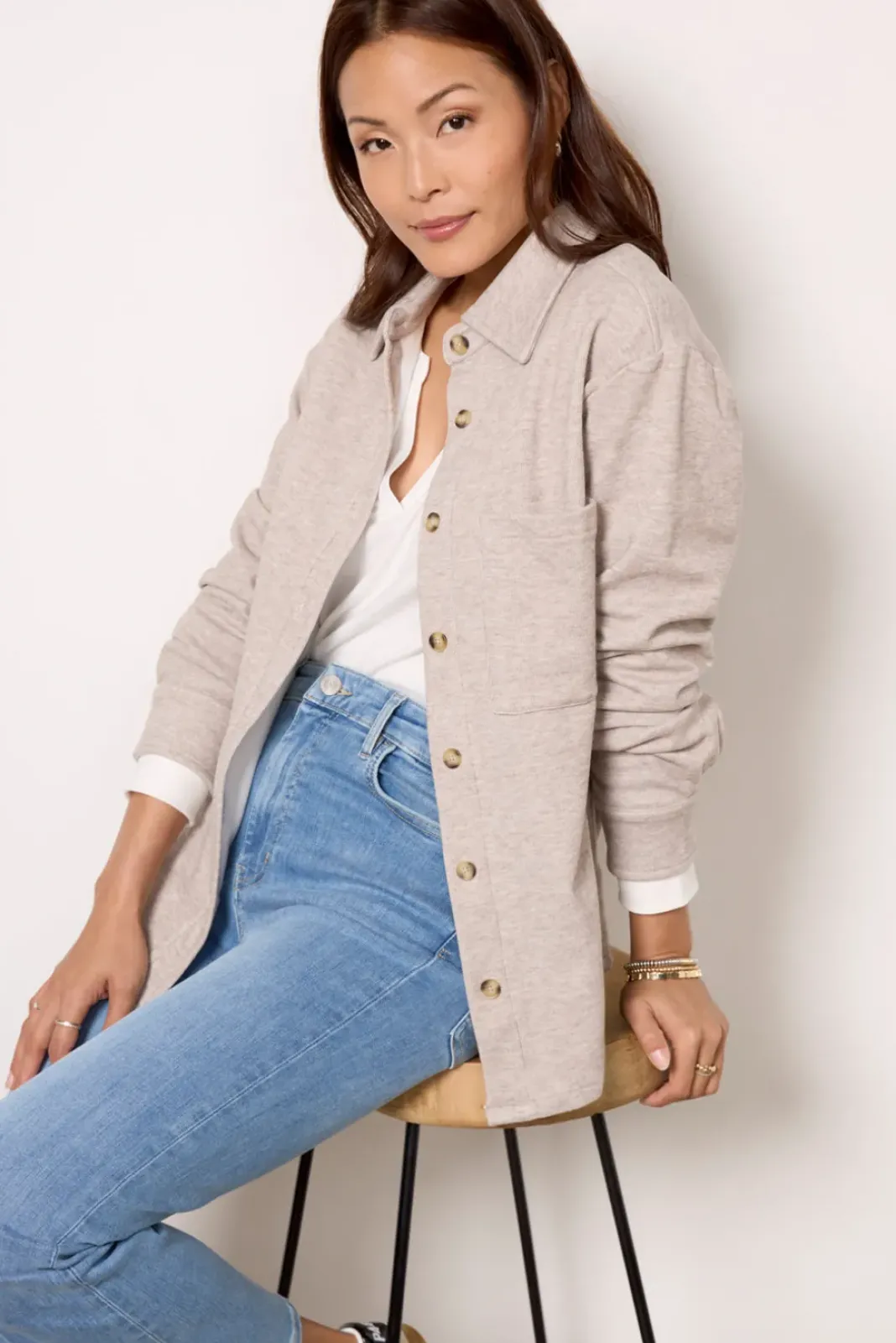 Tops & Tees<EVEREVE Ruby Brushed Button Down Tan