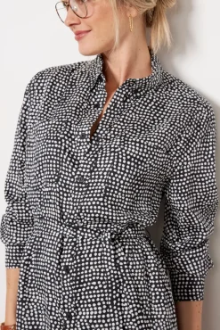 Dresses<EMERSON FRY Ry Shirtdress Painterlydotsblack