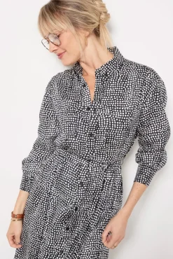 Dresses<EMERSON FRY Ry Shirtdress Painterlydotsblack