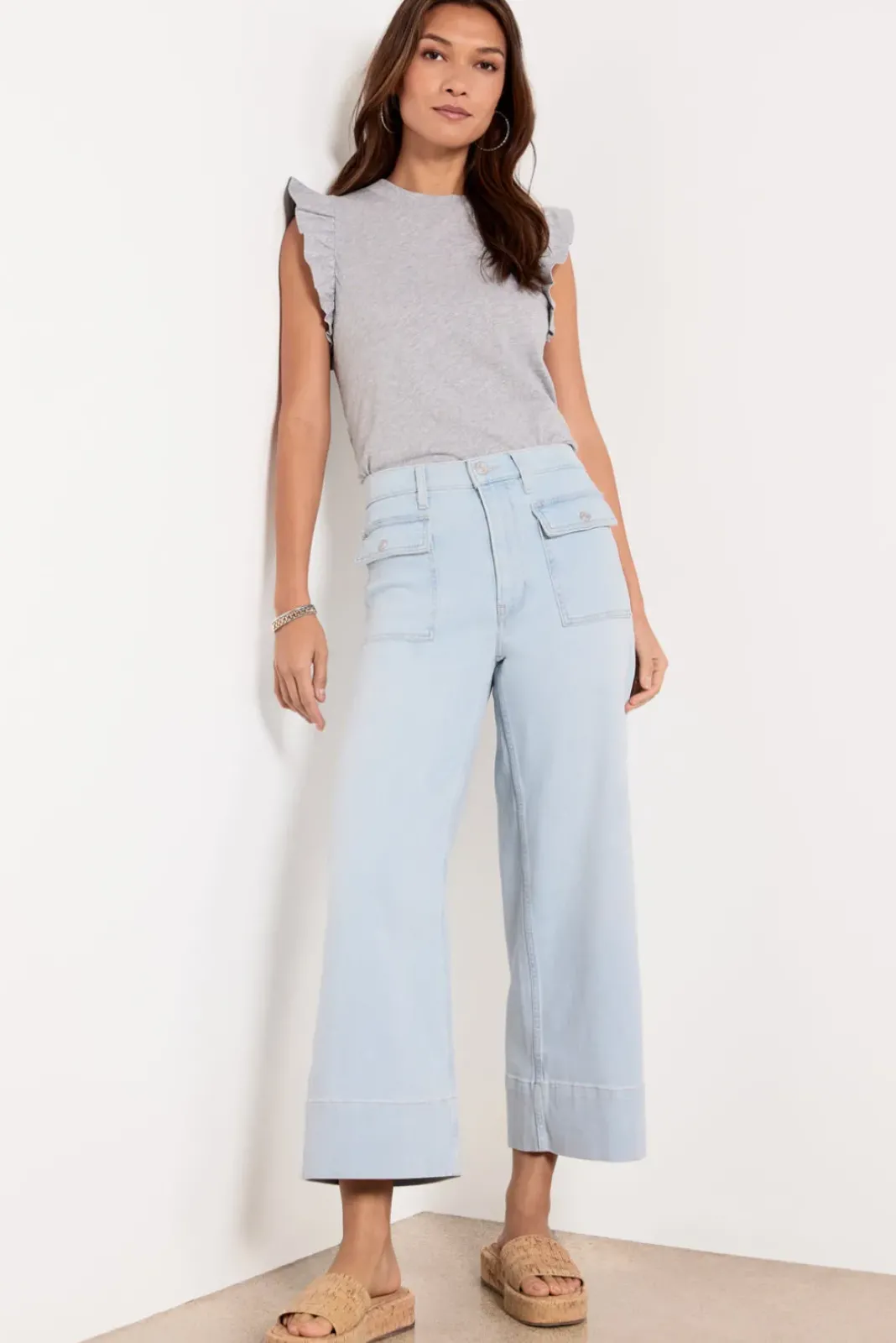 Jeans<FRAME 70s Patch Pocket Crop Clarity