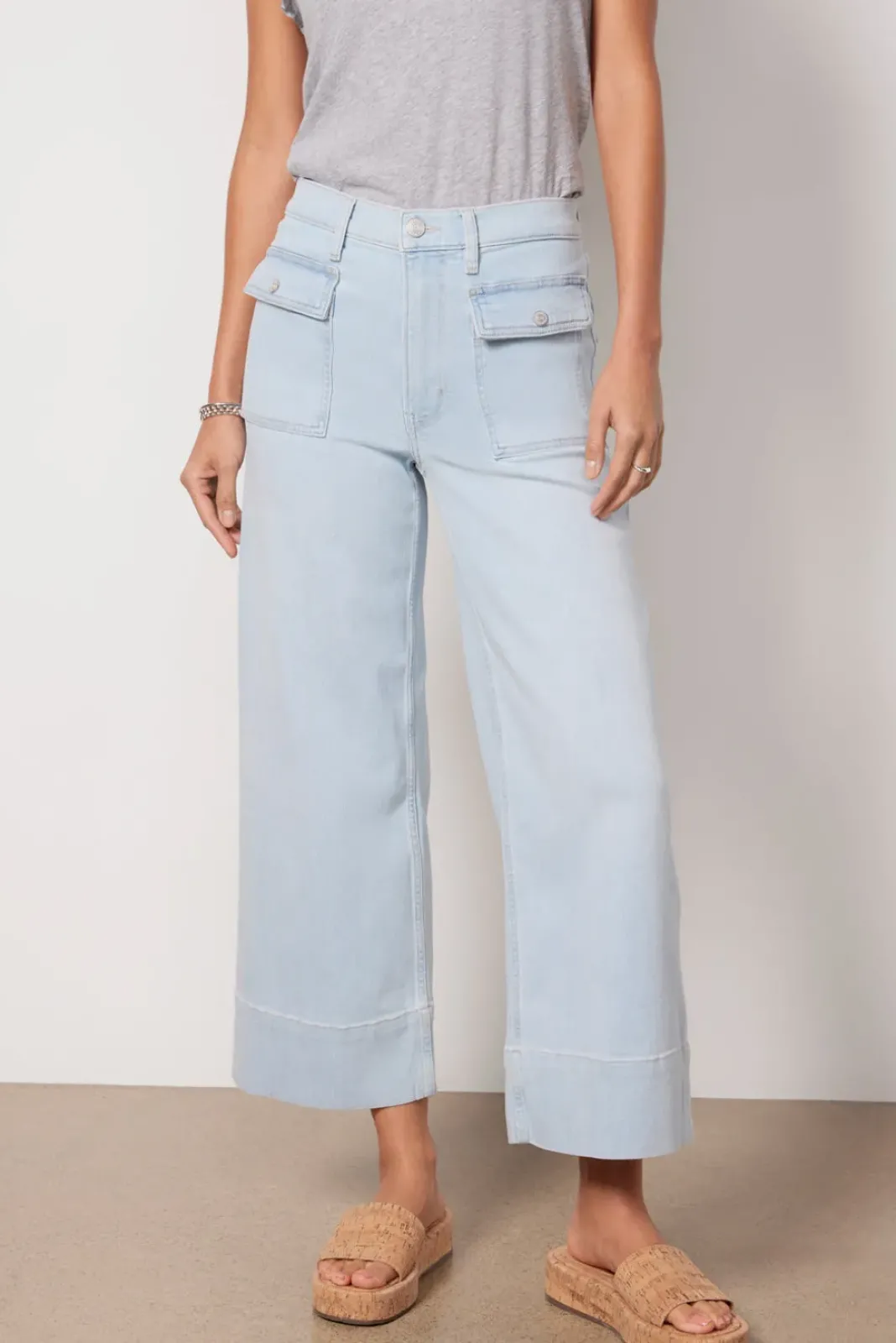 Jeans<FRAME 70s Patch Pocket Crop Clarity