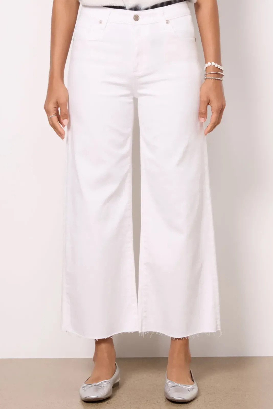 Jeans<AG Saige Wide Leg Crop Modernwhite