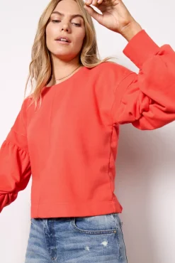 Sweatshirts<EVEREVE Samantha Puff Sleeve Sweatshirt Red