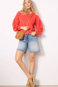 Sweatshirts<EVEREVE Samantha Puff Sleeve Sweatshirt Red