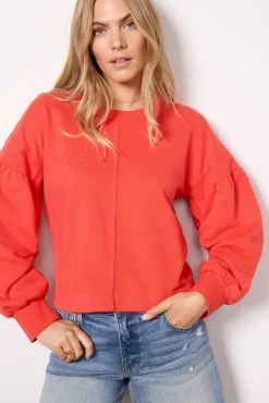 Sweatshirts<EVEREVE Samantha Puff Sleeve Sweatshirt Red