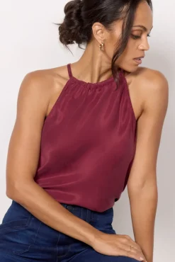 Tops & Tees<CLOTH AND STONE Satin Top Deepplum