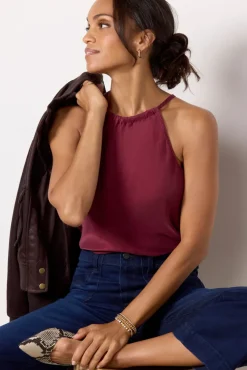 Tops & Tees<CLOTH AND STONE Satin Top Deepplum