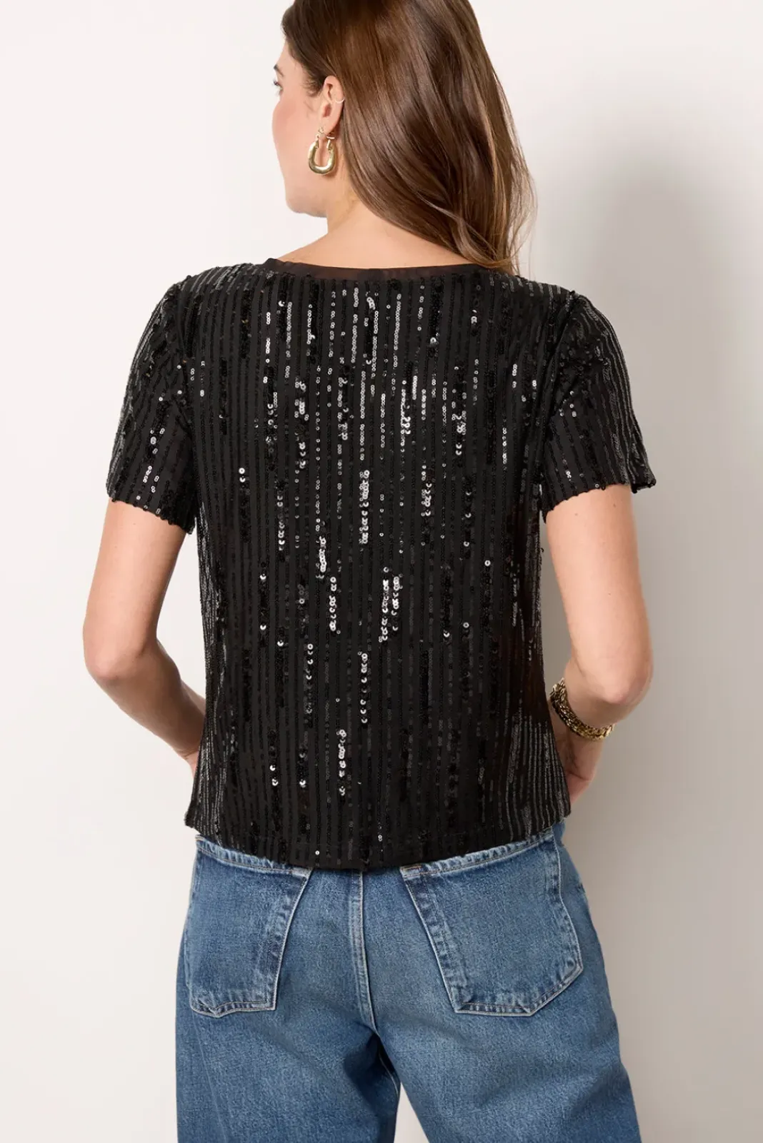 Tops & Tees<SANCTUARY Sequin Perfect Tee Black
