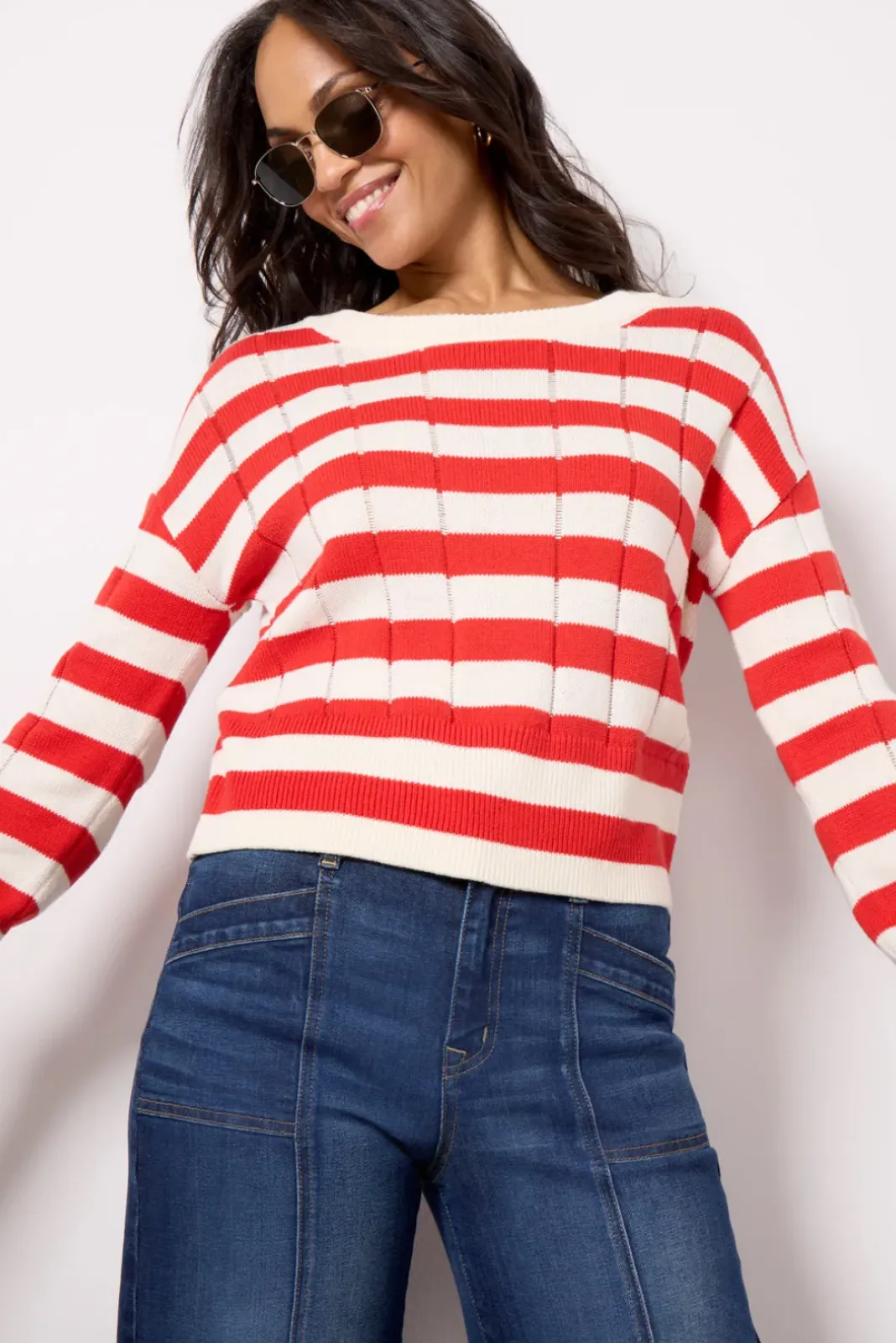 Sweaters<EVEREVE Shayla Pullover Red/White
