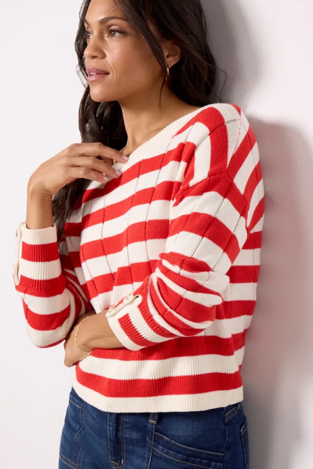 Sweaters<EVEREVE Shayla Pullover Red/White