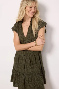 Dresses<SUNDRY Short Femme Dress Olive