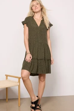 Dresses<SUNDRY Short Femme Dress Olive