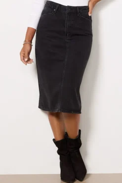 Skirts<PAIGE Siren Midi Skirt Pitchdark