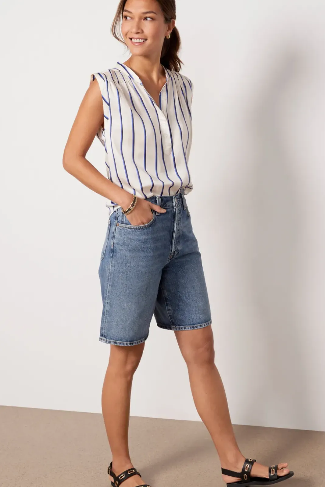 Tops & Tees<EVEREVE Skylar Drapey Satin Top Stripe