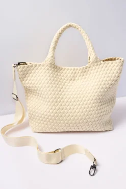 Bags<SOL AND SELENE Sky`s The Limit Medium Tote Cream