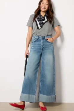 Jeans<RAG AND BONE Sofie High-Rise Ankle Wide Leg with Cuff Atlantic