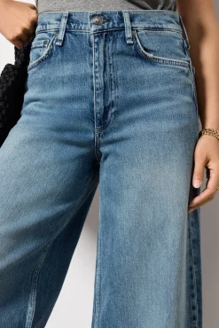 Jeans<RAG AND BONE Sofie High-Rise Ankle Wide Leg with Cuff Atlantic