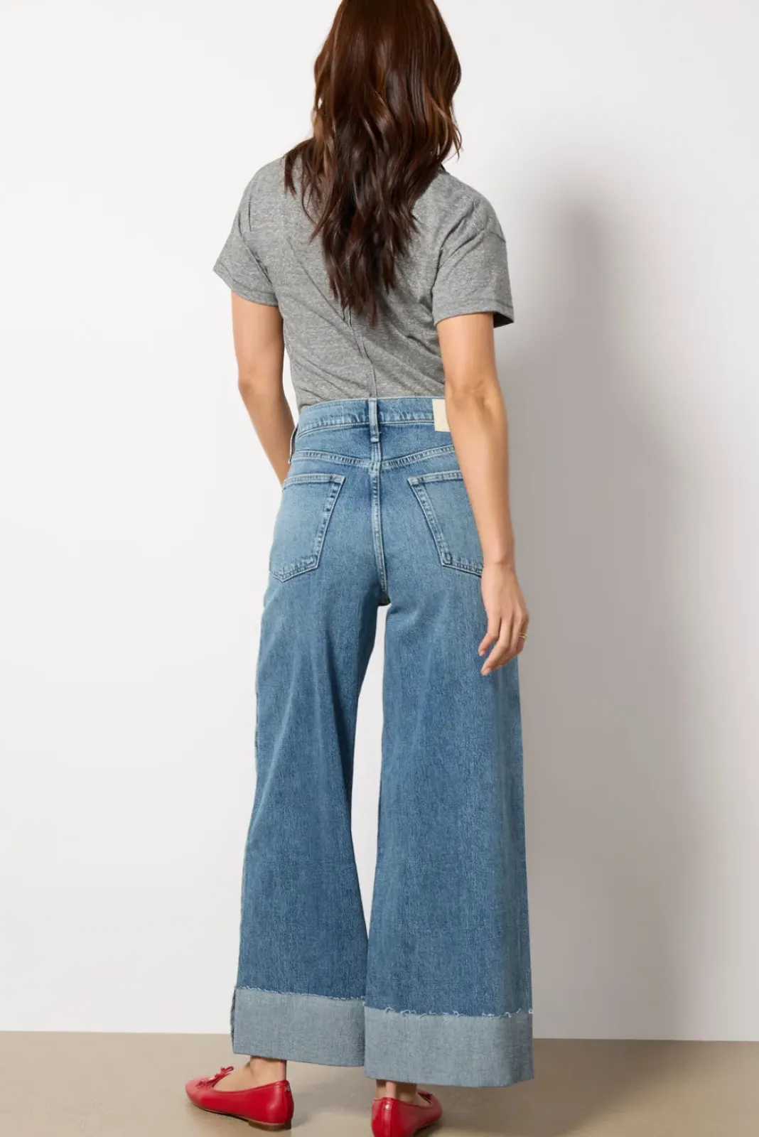 Jeans<RAG AND BONE Sofie High-Rise Ankle Wide Leg with Cuff Atlantic