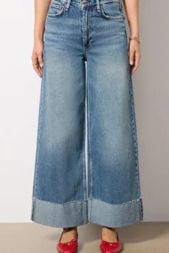 Jeans<RAG AND BONE Sofie High-Rise Ankle Wide Leg with Cuff Atlantic