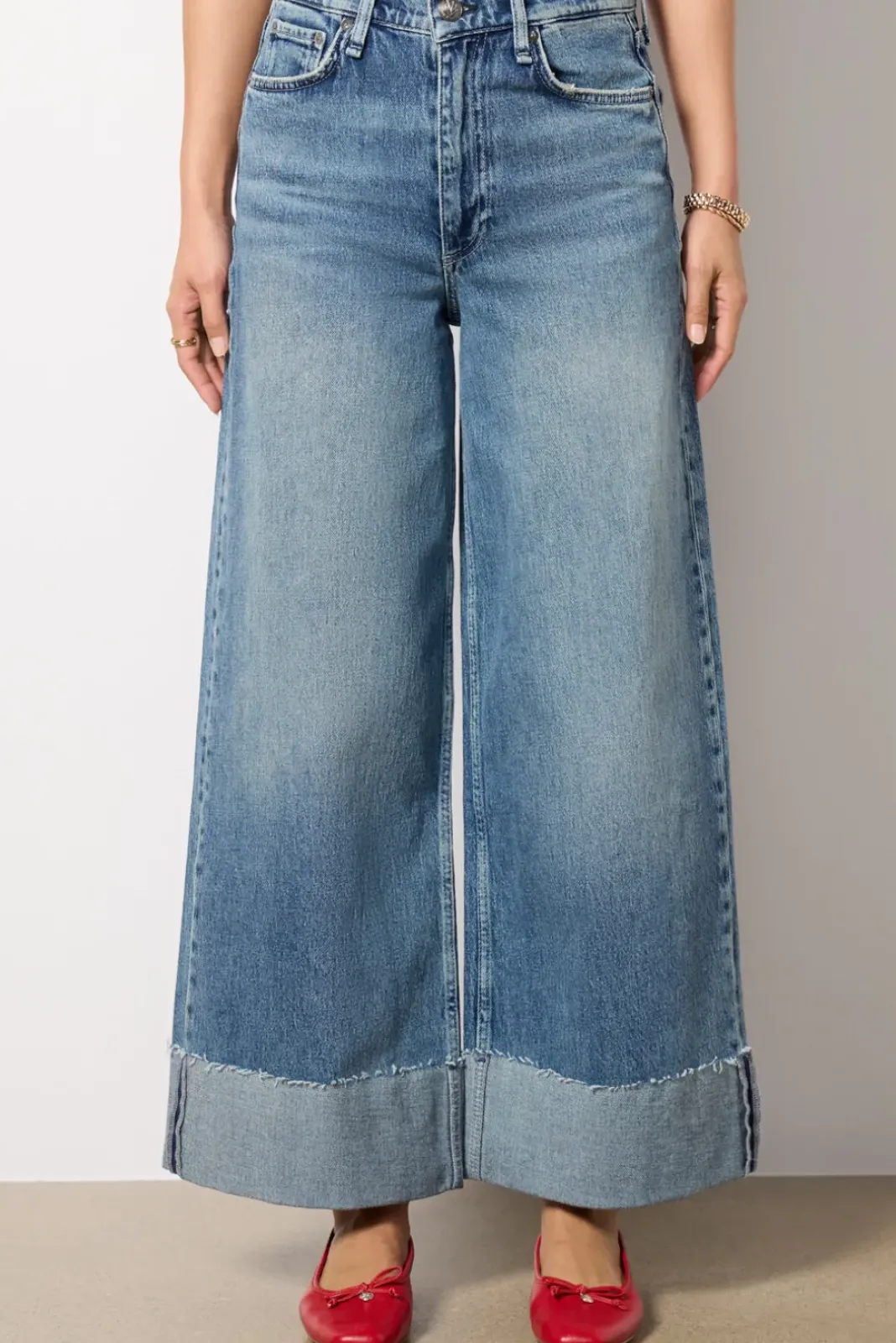 Jeans<RAG AND BONE Sofie High-Rise Ankle Wide Leg with Cuff Atlantic