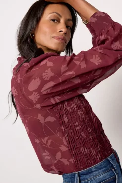 Tops & Tees<SANCTUARY Softly Smocked Blouse Darkorchid
