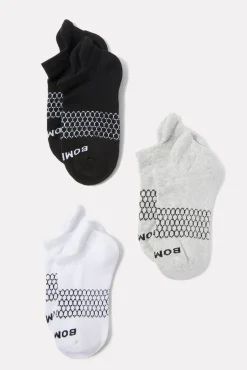 Socks<BOMBAS Solid Cushioned Ankle 3-Pack Blk/Wht/Grey