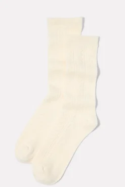 Socks<BOMBAS Solid Pointelle Lightweight Calf Softwhite
