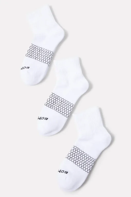 Socks<BOMBAS Solid Quarter 3 Pack White