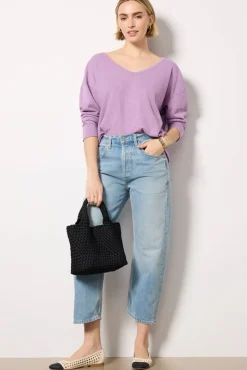 Tops & Tees<AMERICAN VINTAGE Sonoma V Neck Lilasvintage