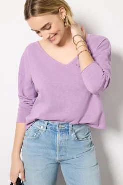 Tops & Tees<AMERICAN VINTAGE Sonoma V Neck Lilasvintage