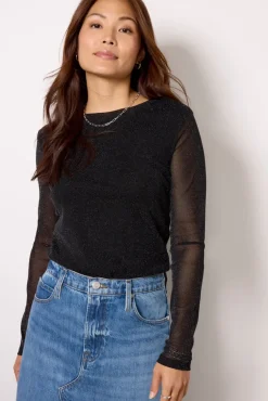 Tops & Tees<SANCTUARY Sparkle Mesh Perfect Tee Black