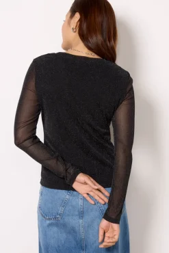 Tops & Tees<SANCTUARY Sparkle Mesh Perfect Tee Black