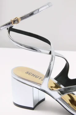 Shoes<SCHUTZ Stephanie Block Heel Sandal Prata