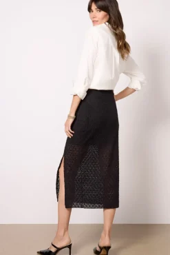 Skirts<SANCTUARY Stretch Lace Midi Skirt Black