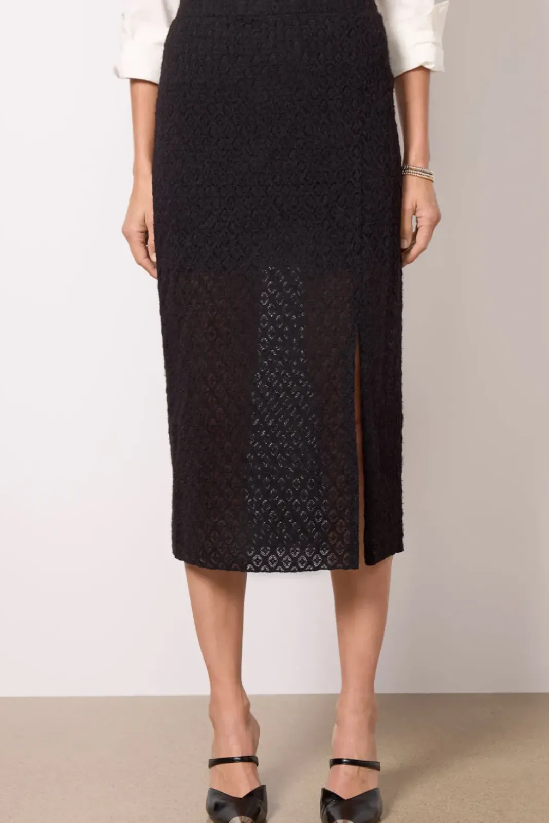 Skirts<SANCTUARY Stretch Lace Midi Skirt Black